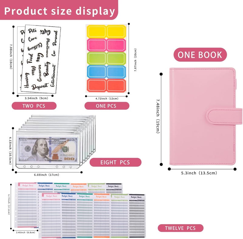 NICOOTHBudget Binder Cash Envelopes A6 Money Saving Binder with Zipper envelopes (Pink) - Image 2